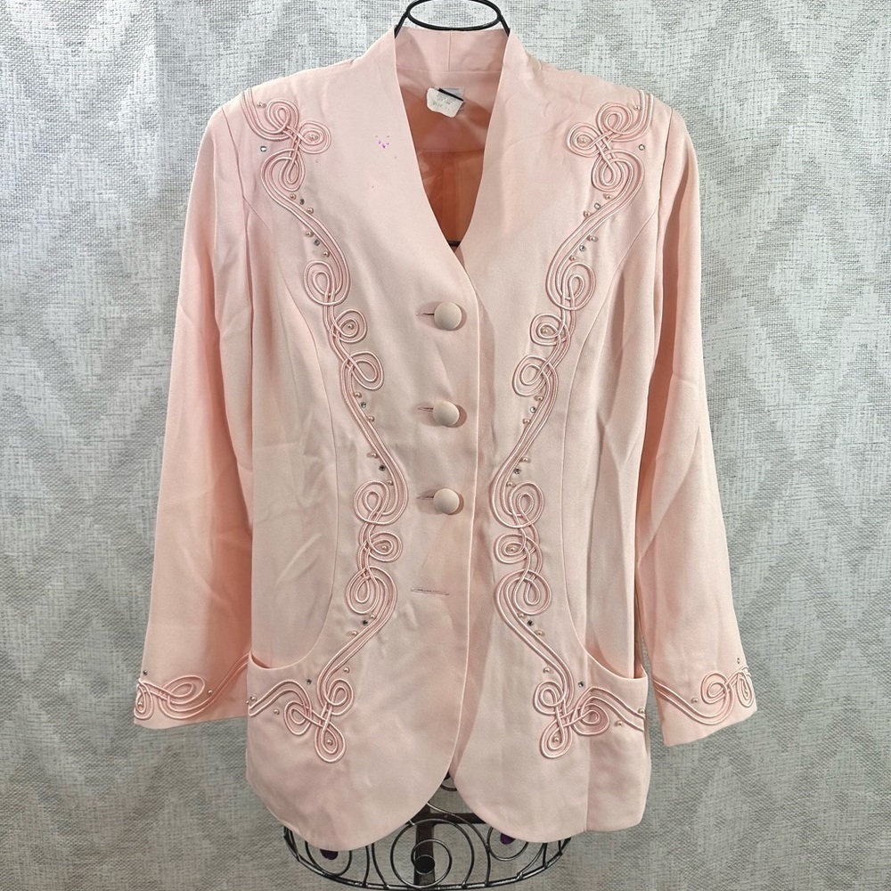Vintage W.H.Y New York light pink embroidered blazer size 14